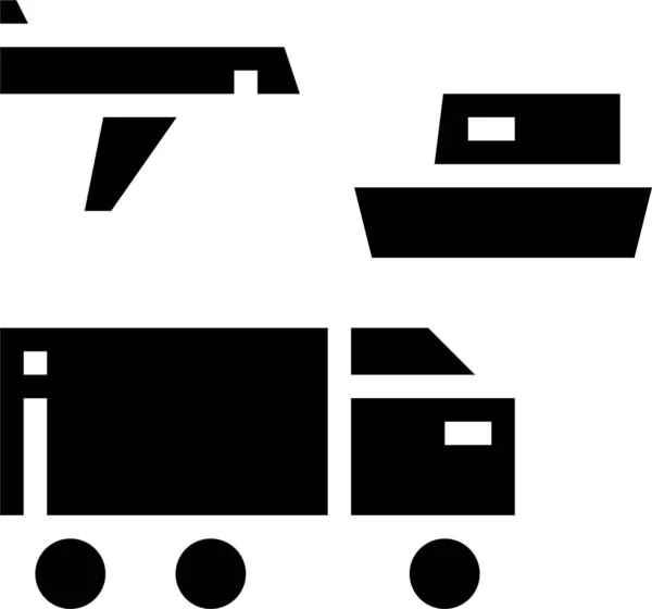 Ikon Transportasi Logistik Pengiriman Dalam Gaya Padat - Stok Vektor
