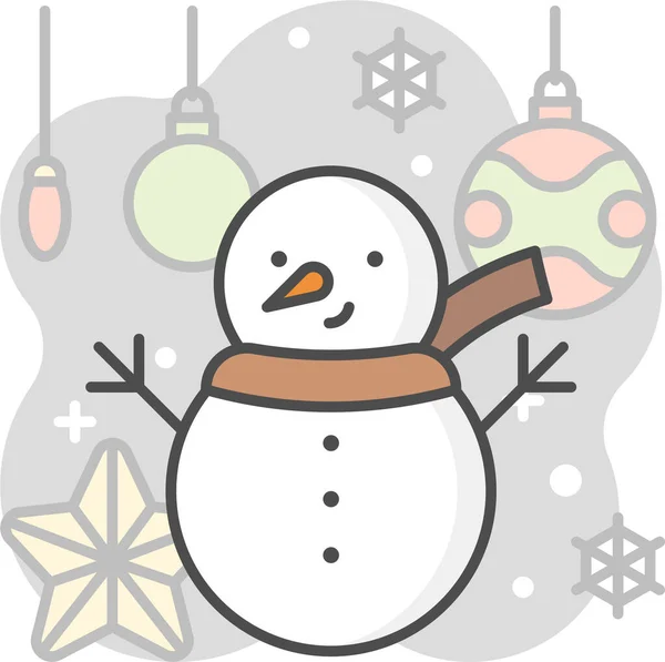 スノーマンクリスマスボールスターのアイコン冬のカテゴリ — ストックベクタ