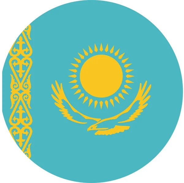 Land Vlag Kazachstan Pictogram Platte Stijl — Stockvector