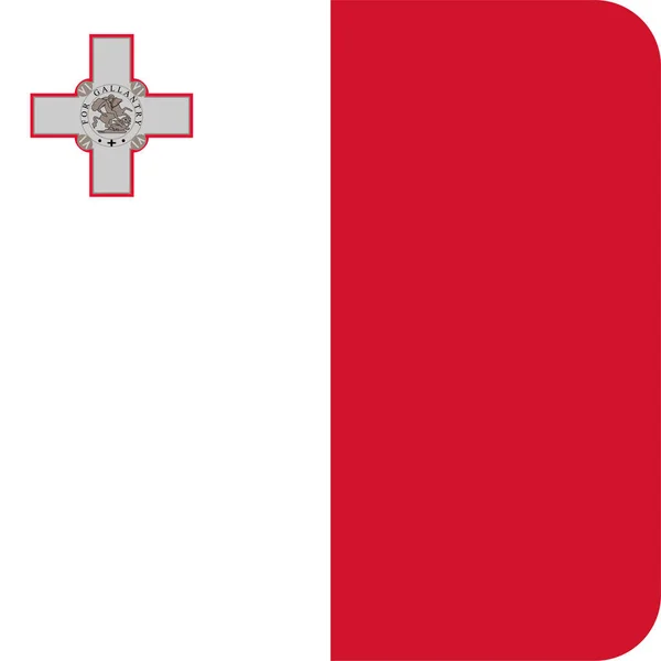 Land Vlag Malta Pictogram Platte Stijl — Stockvector