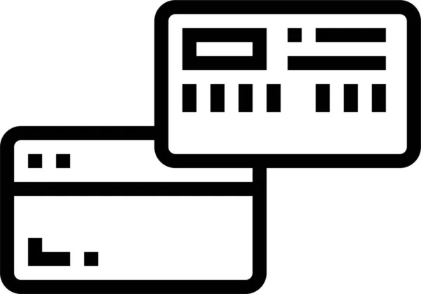 Kaart Krediet Geld Pictogram Omtrek Stijl — Stockvector