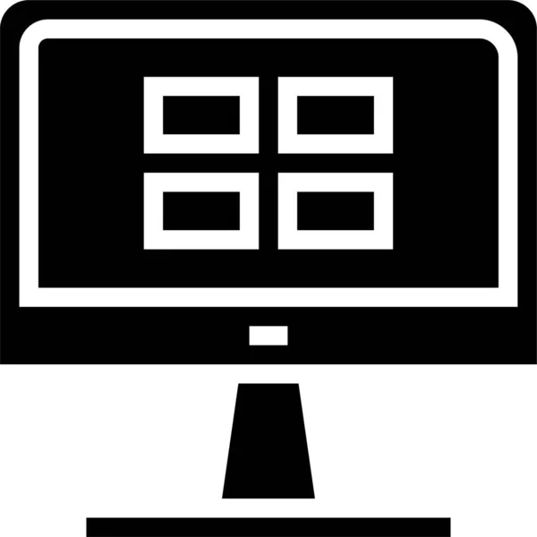 Ikona Ekranu Komputera Solidnym Stylu — Wektor stockowy