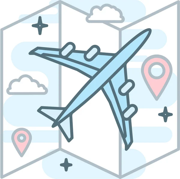 Icono Pin Mapa Avión Estilo Filledoutline — Vector de stock