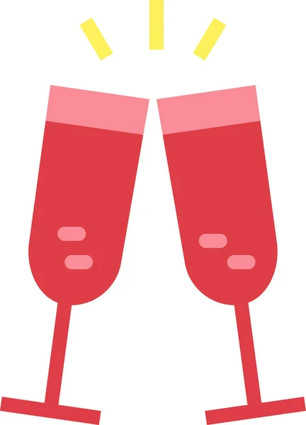 Célébration Champagne Acclamations Icône Dans Style Plat — Image vectorielle