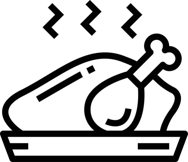 Ikone Des Hähnchenbratens Umrissen — Stockvektor