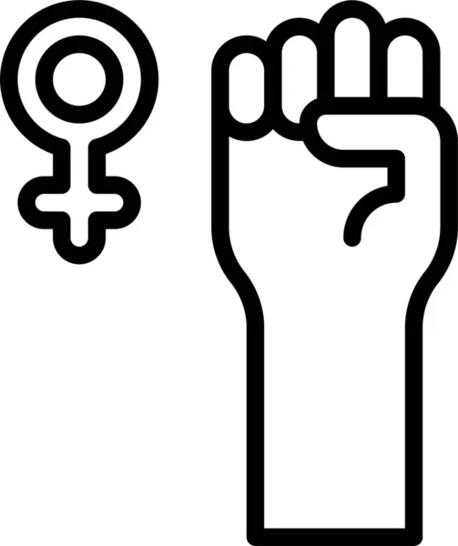女性主义女性女权主义图标的轮廓风格 — 图库矢量图片