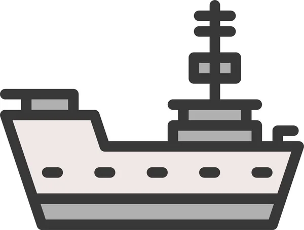 Armee Schlachtschiff Ikone Umrissstil — Stockvektor