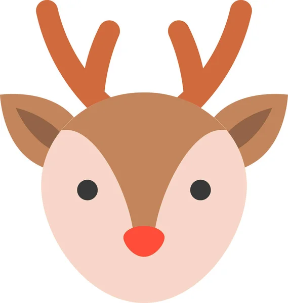 Animal Icono Venado Navidad Estilo Plano — Vector de stock