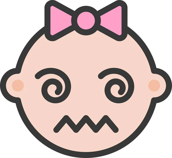 Bebê Ícone Emoji Confuso Estilo Filledoutline — Vetor de Stock