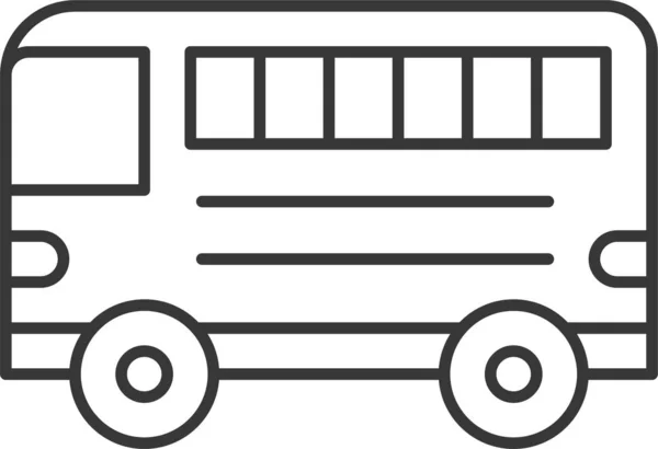 Ulaşım Otobüsü Okul Servisi Simgesi Ana Hatları Biçiminde — Stok Vektör