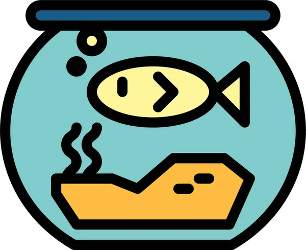 Tazón Pescado Icono Mascota Estilo Filledoutline — Vector de stock