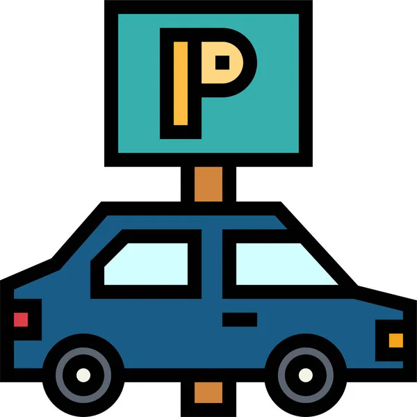 Значок Парковки Автомобилей Стиле Filledoutline — стоковый вектор
