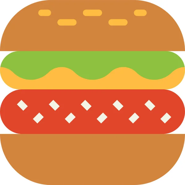 Burger Fast Food Hamburger Εικονίδιο Επίπεδο Στυλ — Διανυσματικό Αρχείο