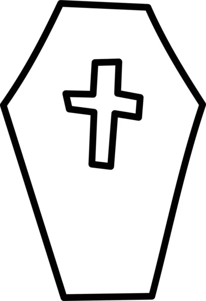 Коробка Труна Хрест Значок Контурному Стилі — стоковий вектор