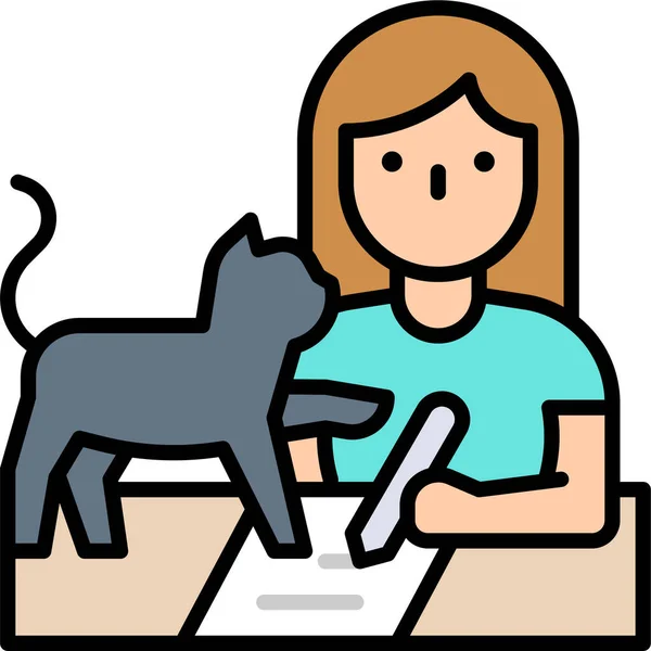 Gato Freelance Mascota Icono — Vector de stock