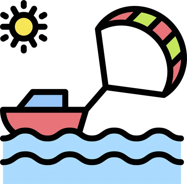 Boat Parakiting Parasailing Icon Summer Category — Stock Vector