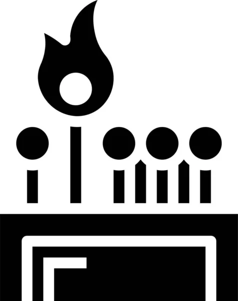 Ateş Kibrit Kutusu Simgesi Katı Biçimde Eşleşir — Stok Vektör