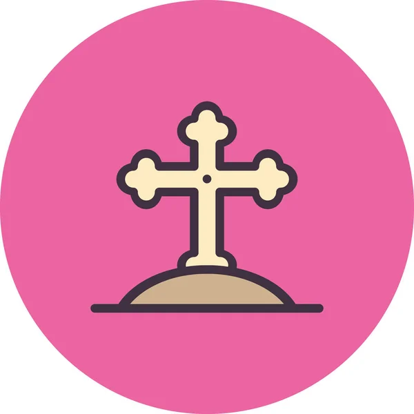 Икона Кладбища Крест Пасхи Стиле Filledoutline — стоковый вектор
