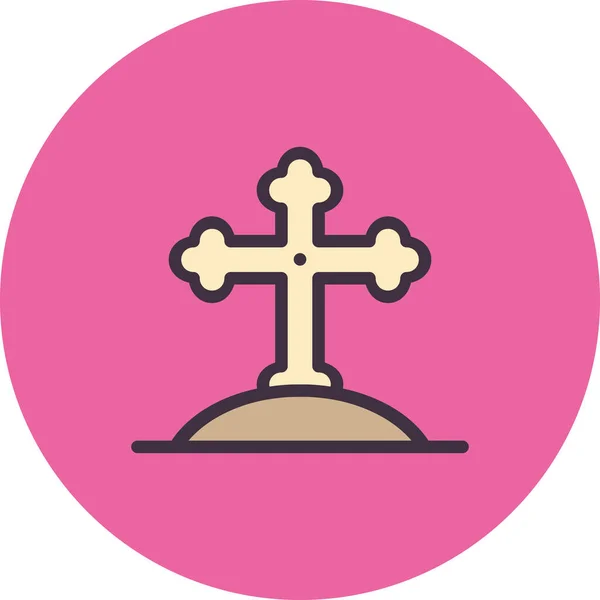 Cementerio Cruz Icono Pascua Estilo Filledoutline — Archivo Imágenes Vectoriales