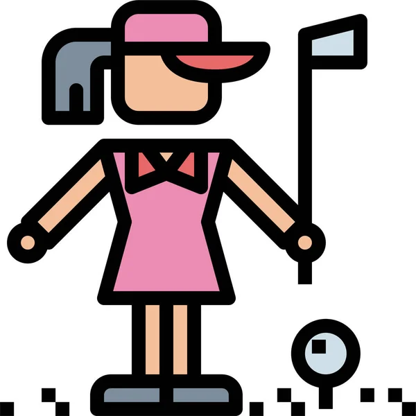 Golf Golfer Sport Icon Filledoutline Style — 图库矢量图片