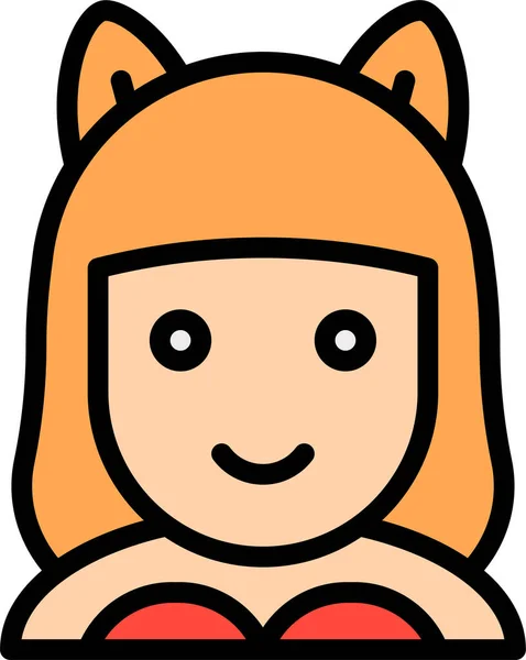 Catgirl Female Foxgirl Icon — Stock Vector