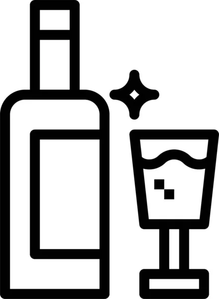 Ikona Butelek Alkoholem Zarysie — Wektor stockowy