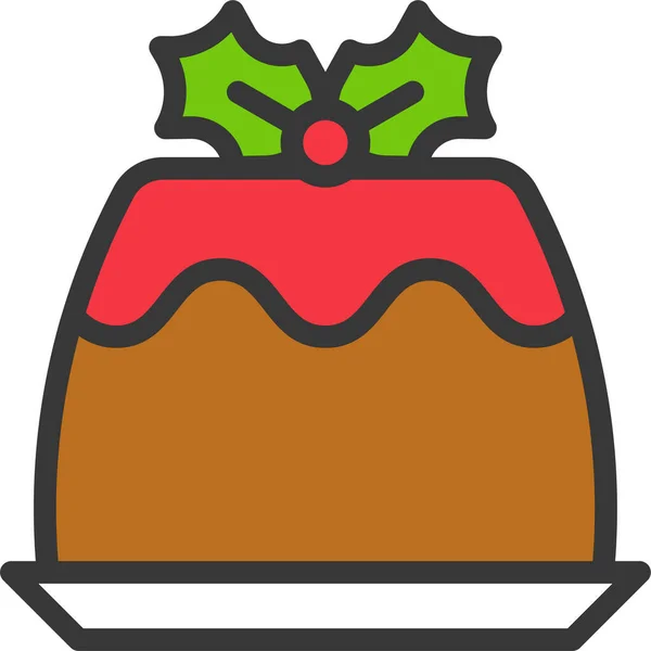 Icône Pudding Alimentaire Noël Dans Style Filledoutline — Image vectorielle