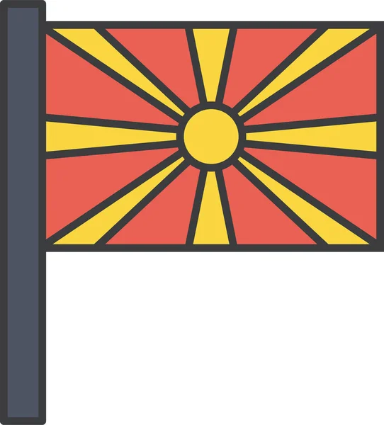 Icono Bandera País Asiático Estilo Filledoutline — Vector de stock