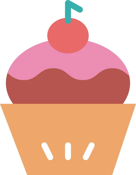 Bakkerij Cupcake Dessert Icoon Platte Stijl — Stockvector