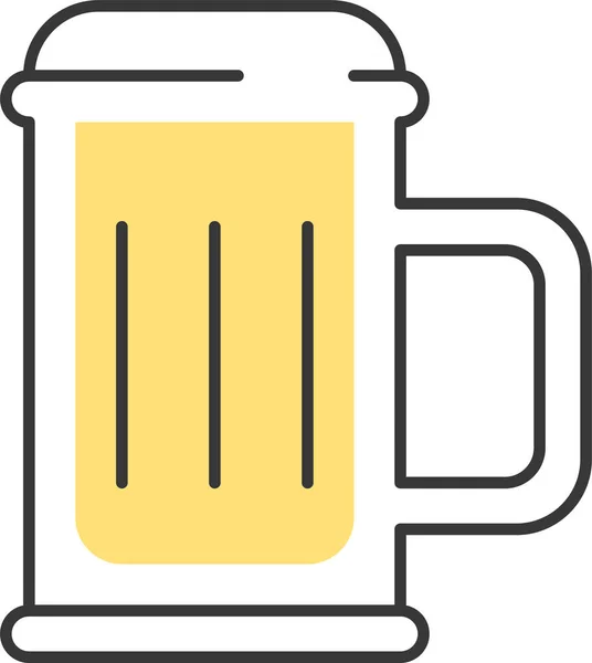 酒精啤酒玻璃杯图标的轮廓风格 — 图库矢量图片