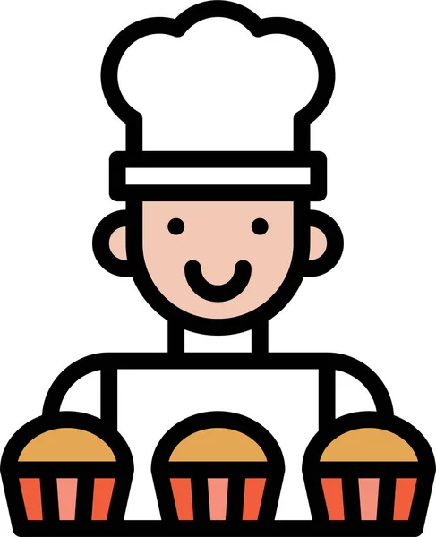 Bakery Baked Chef Icon Filledoutline Style — Stock Vector