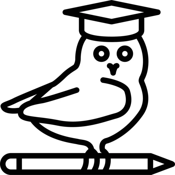 Icono Graduación Educación Aves Educacióncategoría Aprendizaje Escolar — Vector de stock