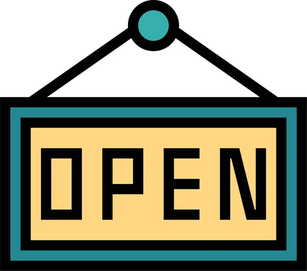 Open Shop Sign Icon Στυλ Filledskip — Διανυσματικό Αρχείο