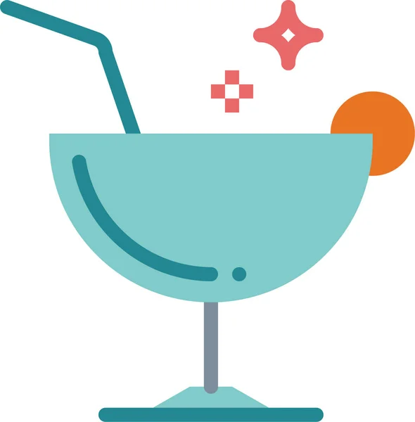 Alcohol Alcoholic Cocktail Icon Flat Style — Stock Vector