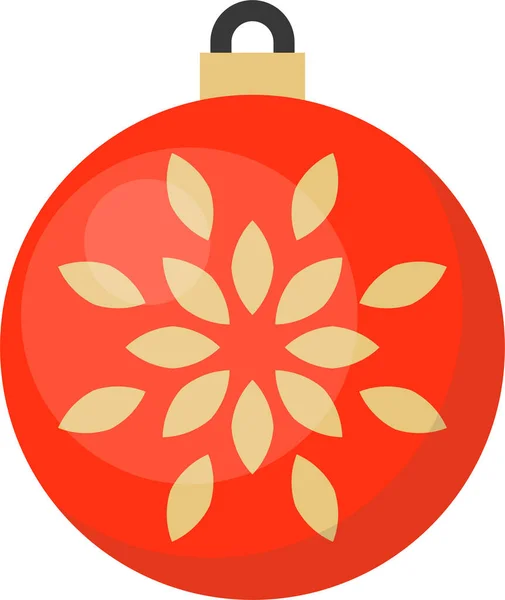 Ball Bauble Christmas Icon Flat Style — Stock Vector