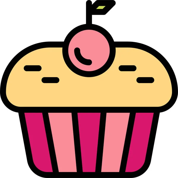 Backkuchen Cupcake Ikone Filedoutline Style — Stockvektor
