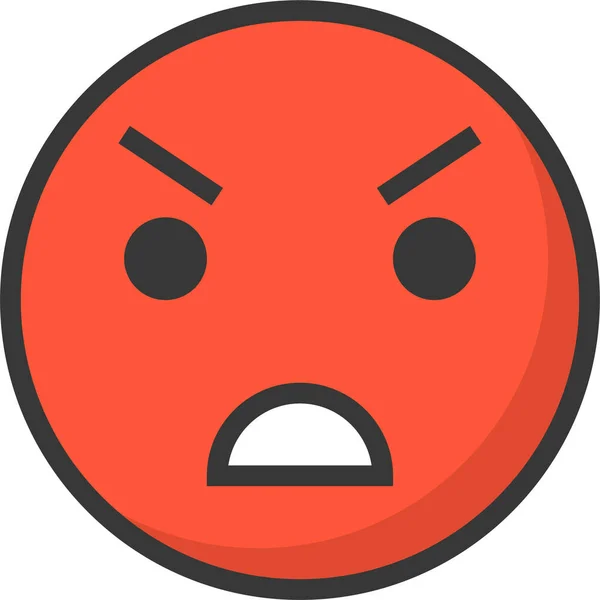 愤怒的Annnoy Emoji图标在文件格式轮廓中 — 图库矢量图片