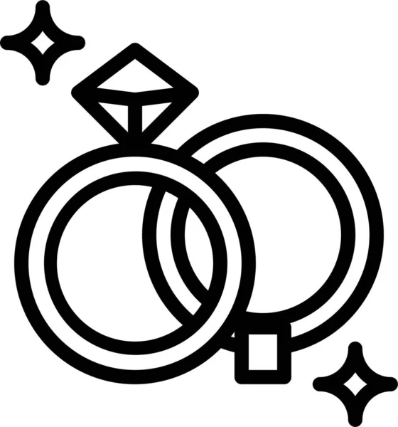 Ikona Diamantových Zásnubních Prstenů Stylu Osnovy — Stockový vektor