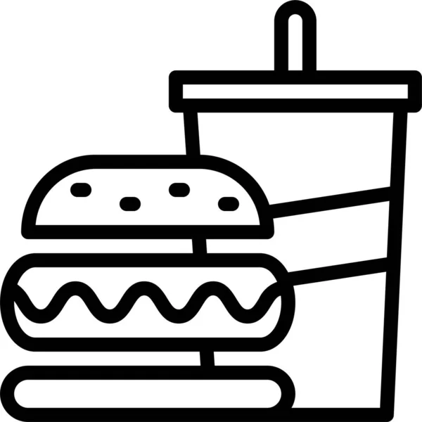 Icono Hamburguesa Comida Rápida Estilo Del Esquema — Vector de stock