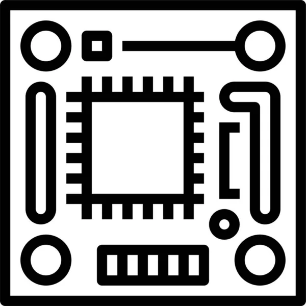 Chip Cpu Elektronisk Ikon Konturstil — Stock vektor