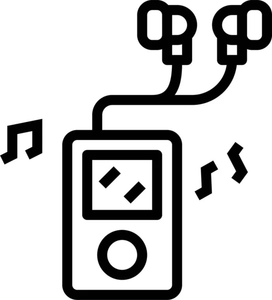 Hobby Ipod Mp3 Symbol Umrissstil — Stockvektor