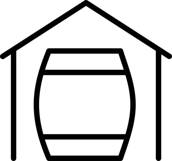 Barrel Beer Home Icon Outline Style —  Vetores de Stock