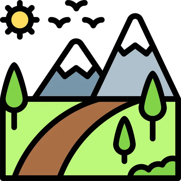 Paisaje Terreno Icono Del Terreno Estilo Filledoutline — Vector de stock