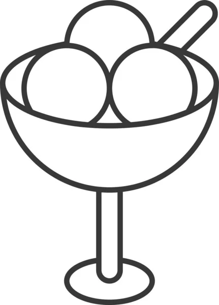 Dessert Voedsel Ijs Pictogram Omtrek Stijl — Stockvector