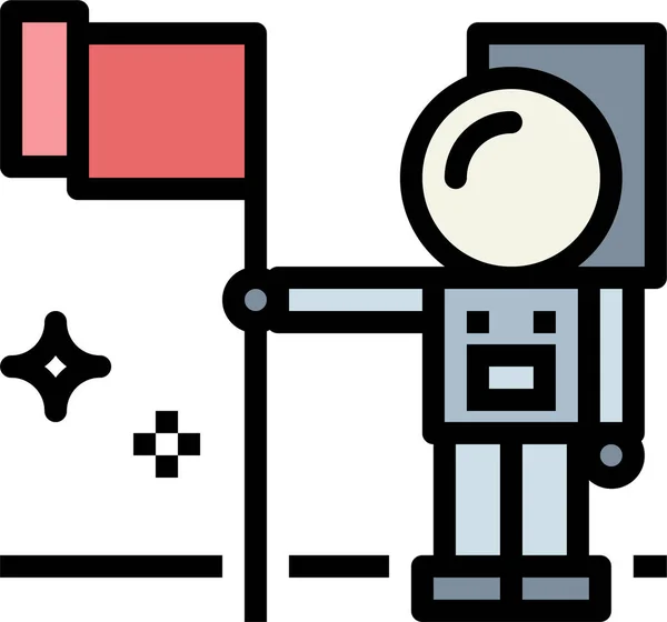 Astronaut Flag Icon Filledoutline Style — Stockový vektor