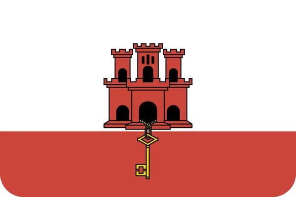Drapeau Pays Gibraltar Icône Dans Style Plat — Image vectorielle