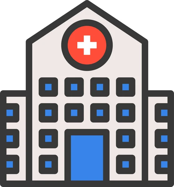 Hospital Medical Achitecture Icon Filledoutline Style — Stock Vector