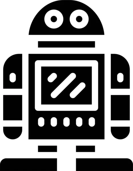 Metal Robot Technology Icon Solid Style — Vettoriale Stock