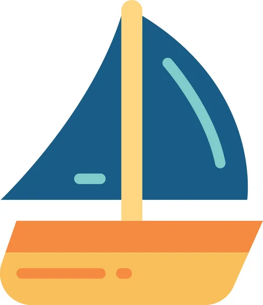 Boat Sailing Yacht Icon Flat Style — Vetor de Stock