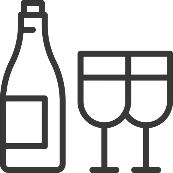 Álcool Champanhe Bebidas Ícone Estilo Esboço — Vetor de Stock